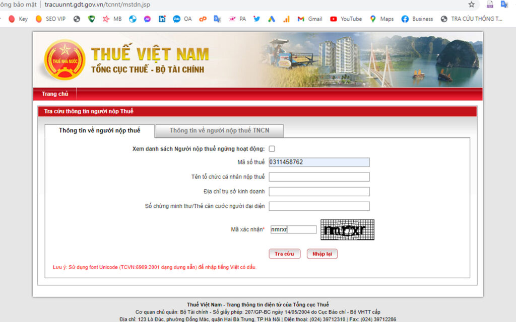 Tra cứu thông tin người nộp thuế