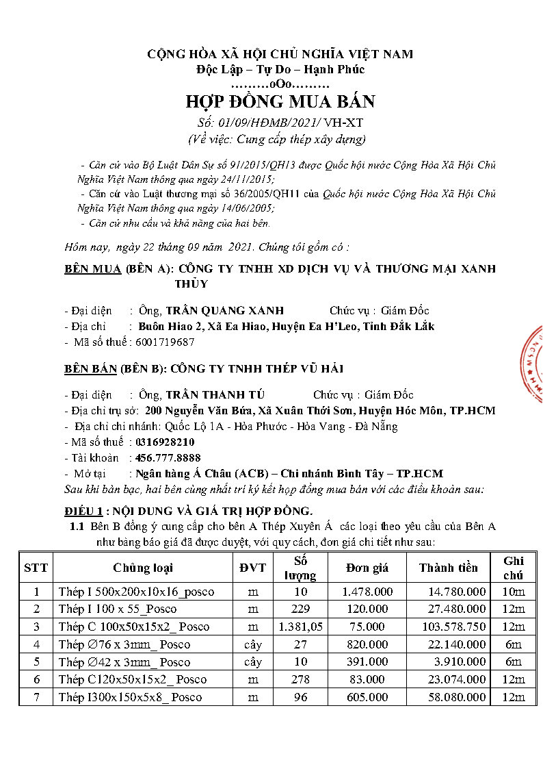 Thép Vũ Hải lừa đảo